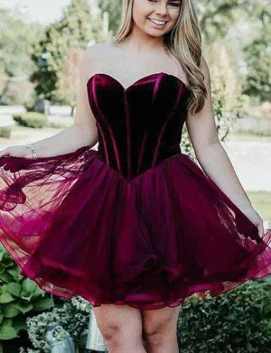 Stylish Short A-Line Sweetheart Lace-up Tulle Prom Dress