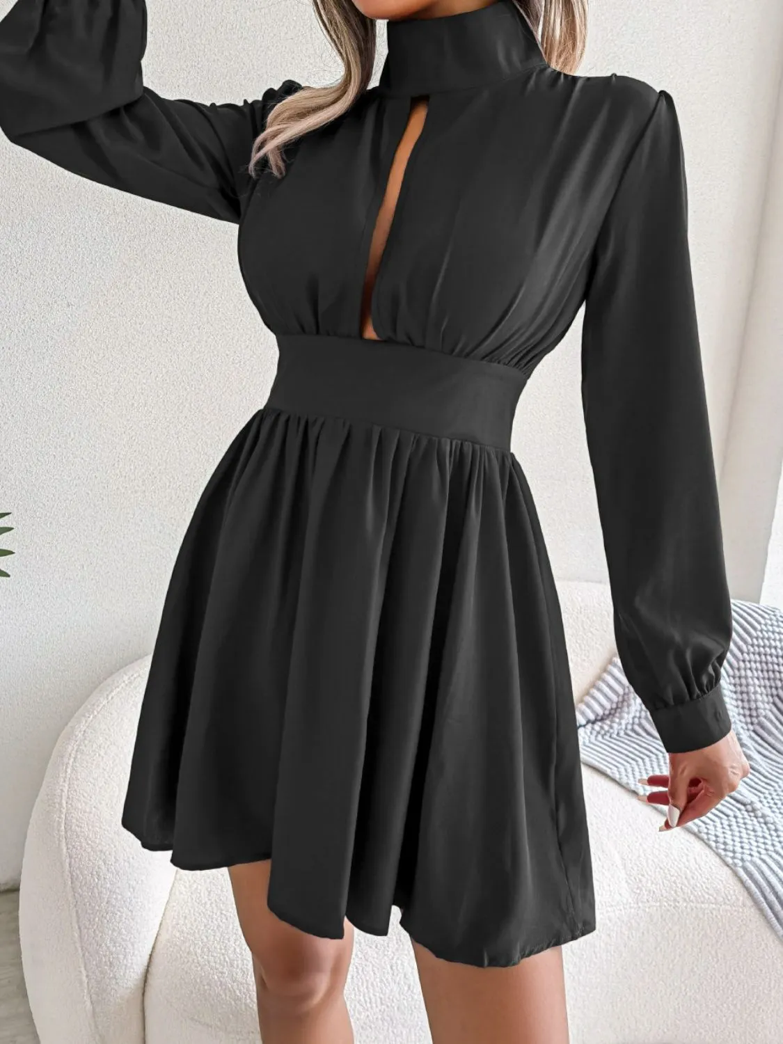 Turtleneck A-Line Mini Dress