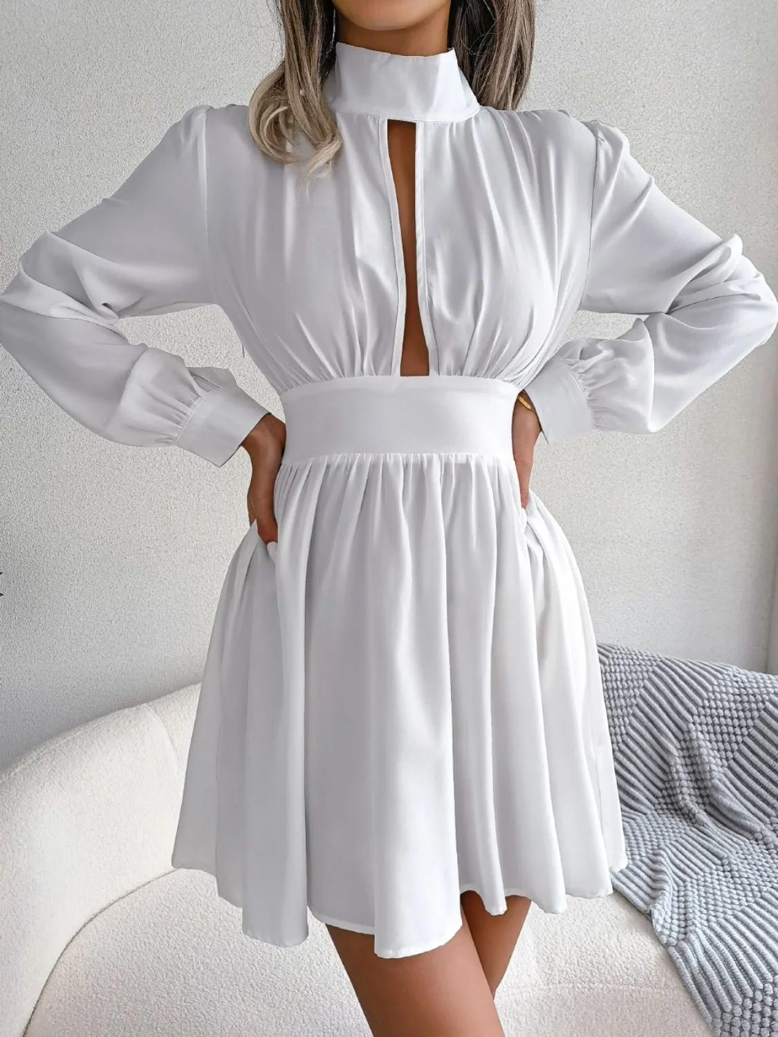 Turtleneck A-Line Mini Dress