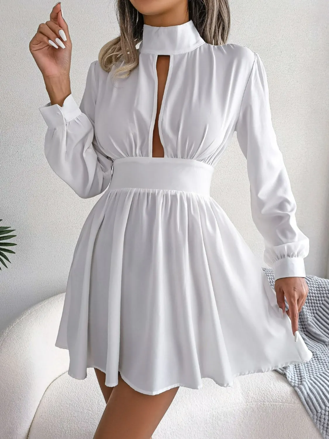 Turtleneck A-Line Mini Dress