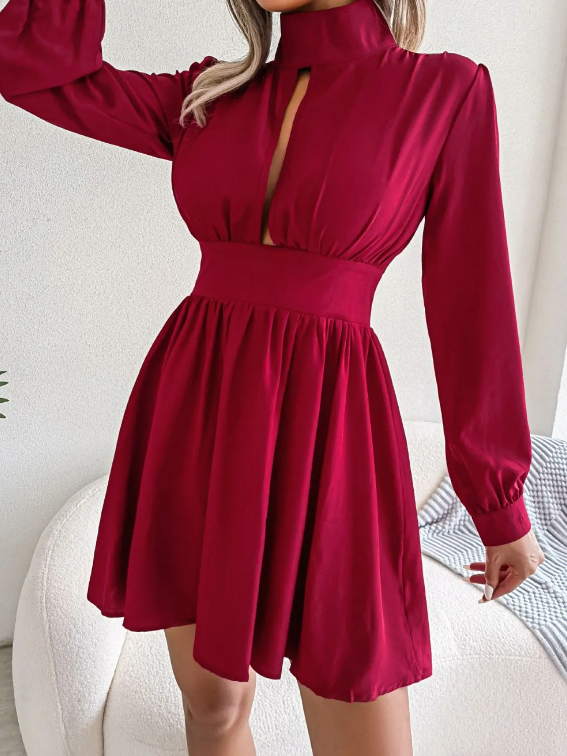 Turtleneck A-Line Mini Dress