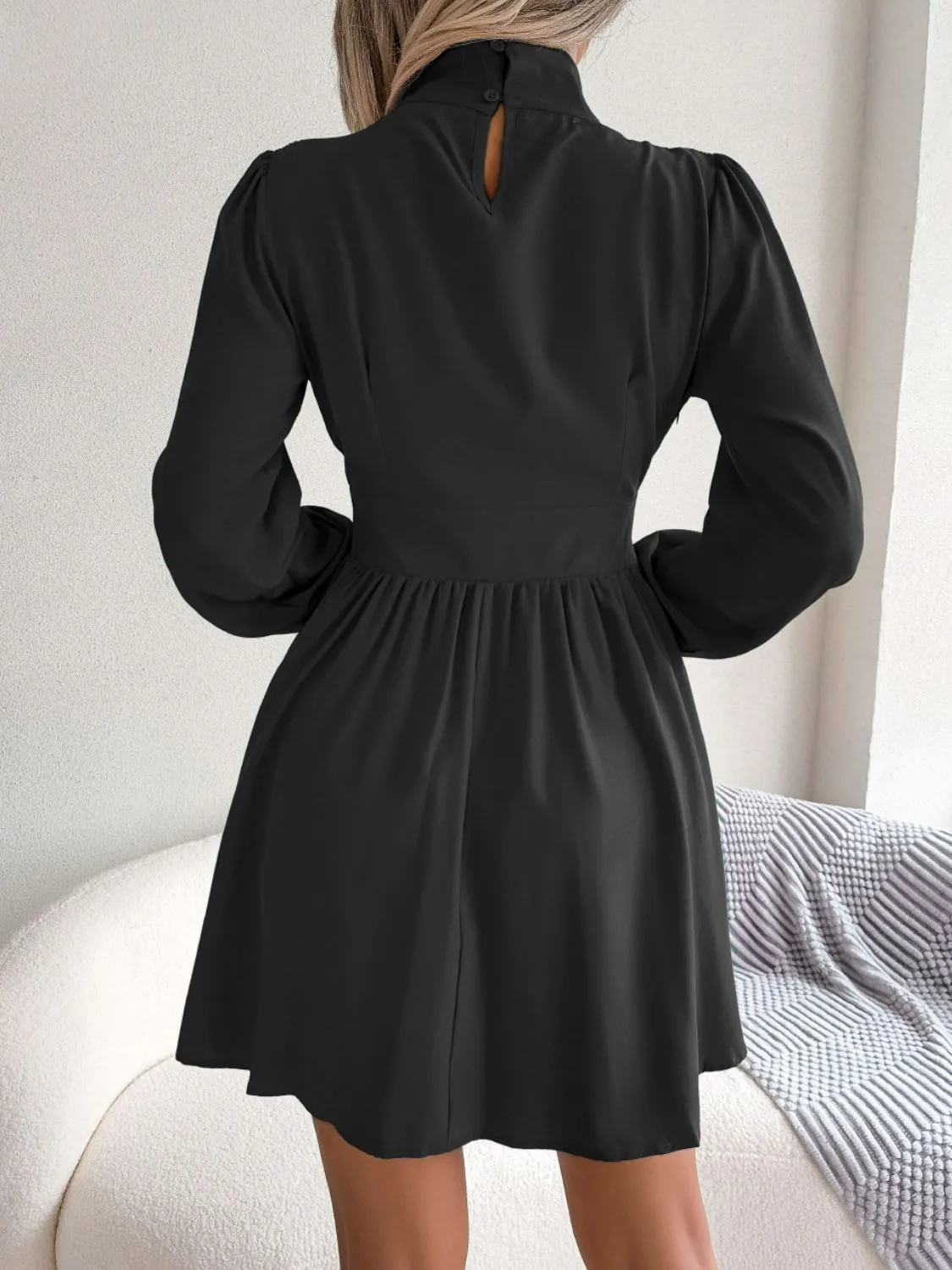 Turtleneck A-Line Mini Dress