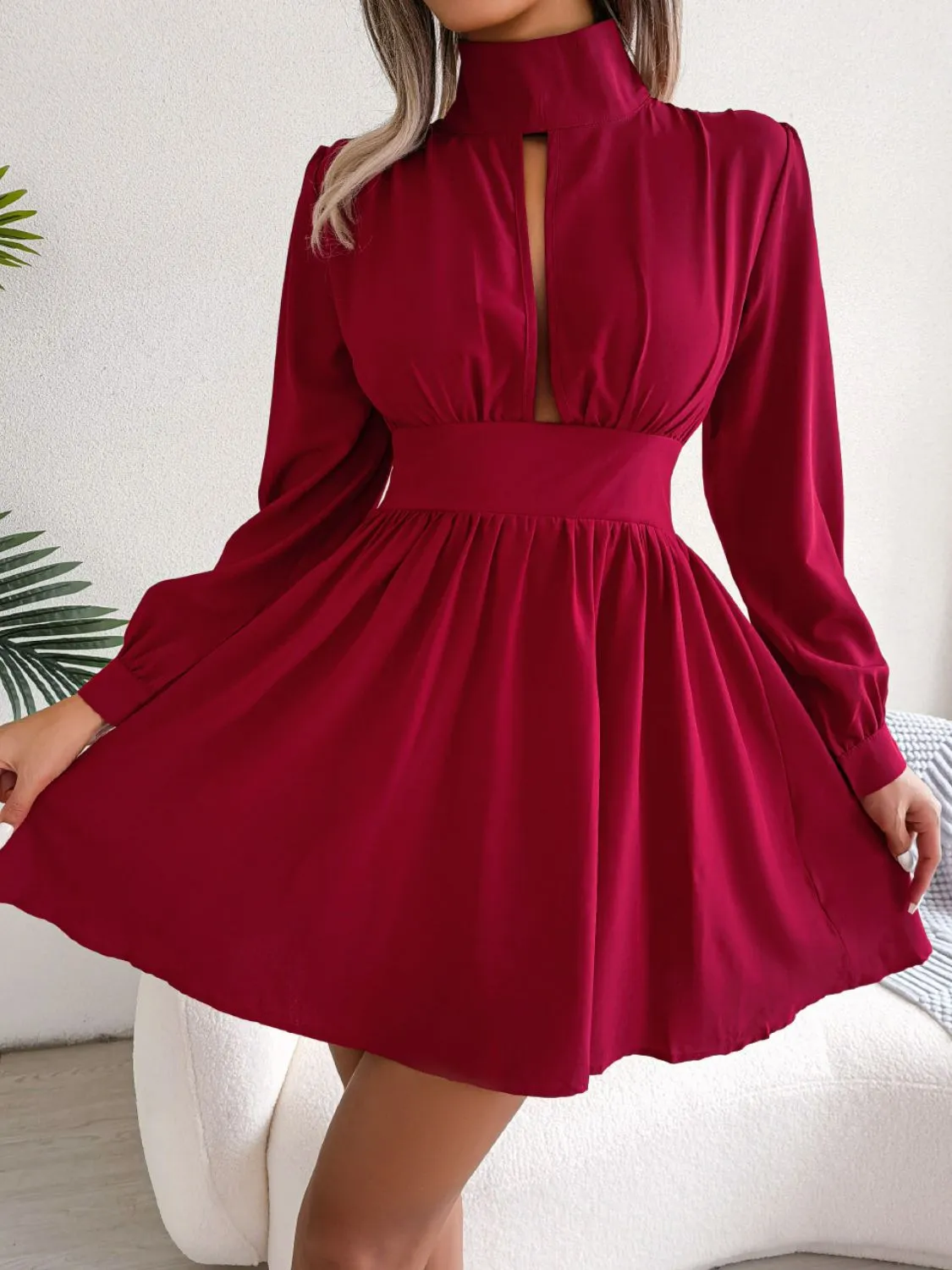 Turtleneck A-Line Mini Dress